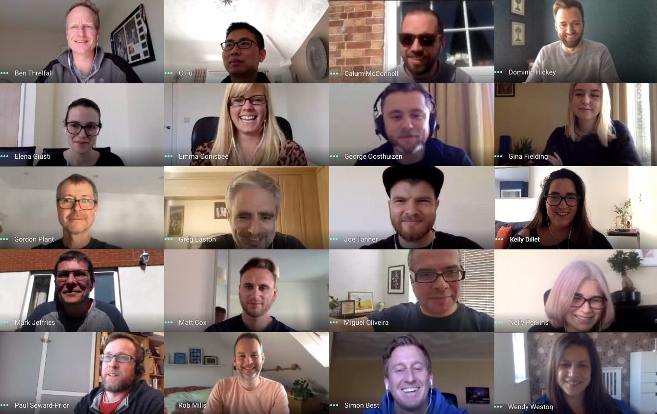 The BaseKit team on a video call whilst working from home during the Covid-19 pandemic