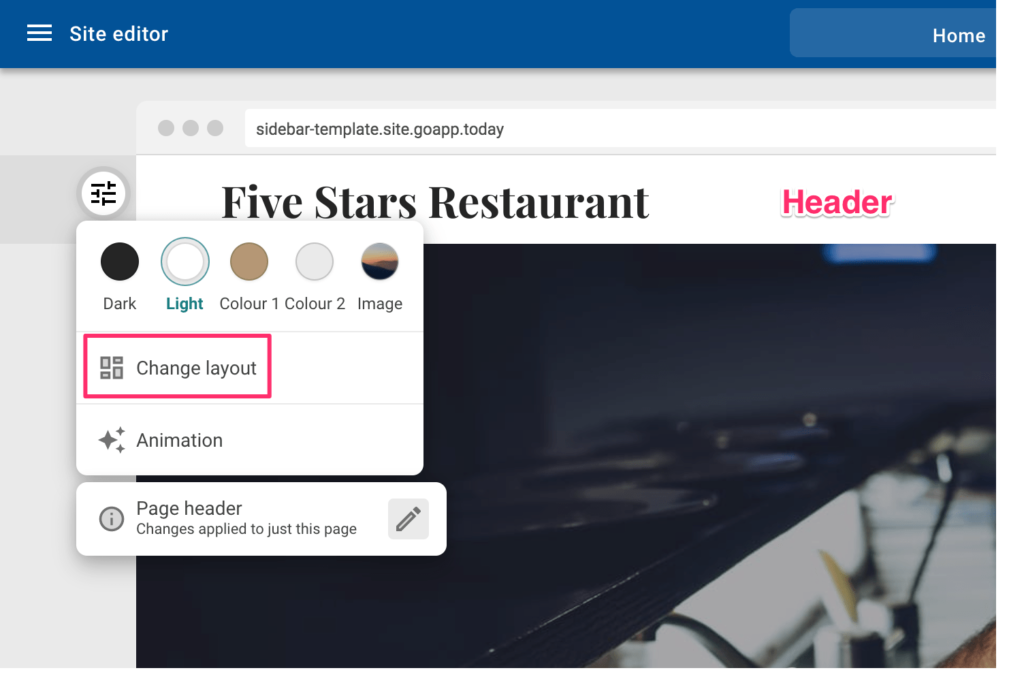 Sidebar menu - Change layout
