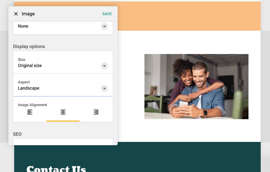 BaseKit white label website builder aspect ratio section view of UI, landscape view