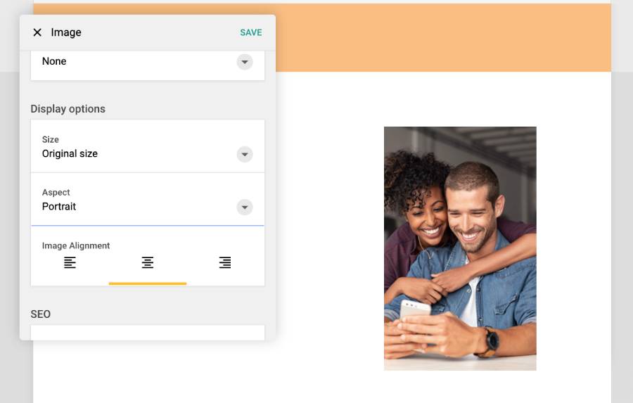 BaseKit white label website builder aspect ratio section view of UI, portrait view